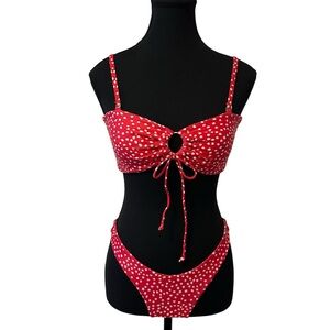 Zaful Red and White Polka Dot Bikini Set size 6